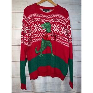 Ugly Christmas Sweater Xmas Size Large Dinosaur